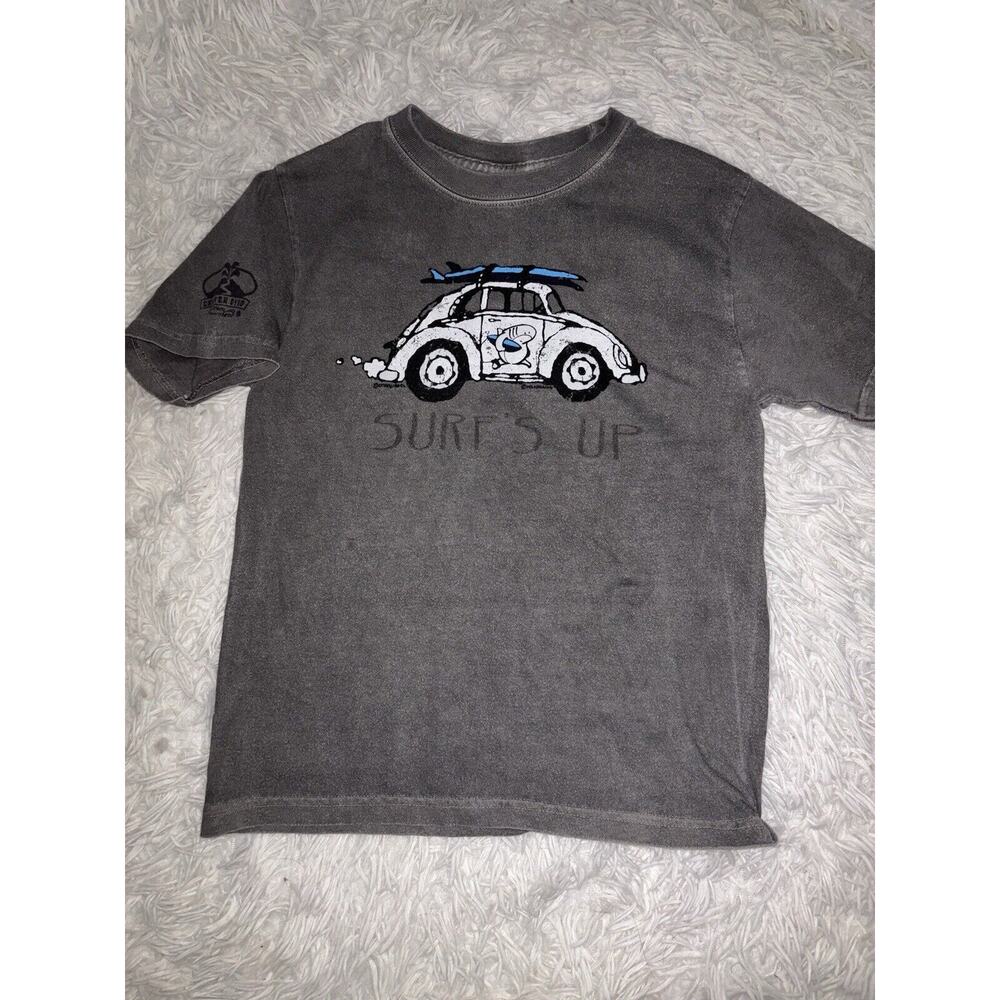 Crazy Shirts Hawaii Kids sz. M gray "Surf's Up" VW bug sun faded tee. Soft, cute